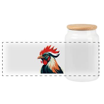 Huhn Cartoon Figur Buntes Haustier Tier - Panorama Keksdose mit Holzdeckel - Weiß - Vorne