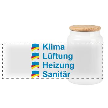 Klima Lüftung Heizung Sanitär - Panorama Keksdose mit Holzdeckel - Weiß - Vorne