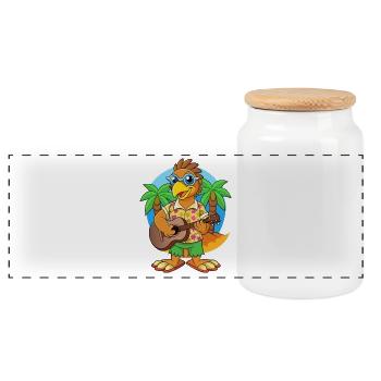 Funny Hawk Cartoon Summer Beach Sunglasses Guitar - Panoramic Cookie Jar with Wooden Lid - white - Front