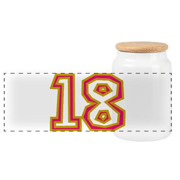 18 - Panoramic Cookie Jar with Wooden Lid - white - Front