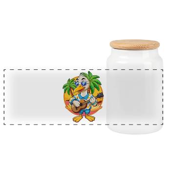 Lustige Schwan Sommer Strand Sonnenbrille Hawaiianisch - Panorama Keksdose mit Holzdeckel - Weiß - Vorne