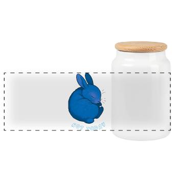 Rabbit - Not Today - Panoramic Cookie Jar with Wooden Lid - white - Front