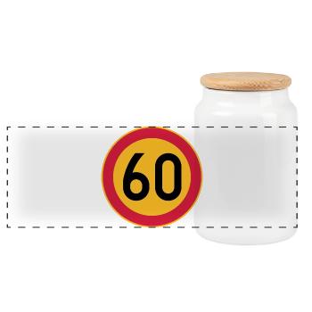 60 Limit / Tempolimit - Panorama Keksdose mit Holzdeckel - Weiß - Vorne