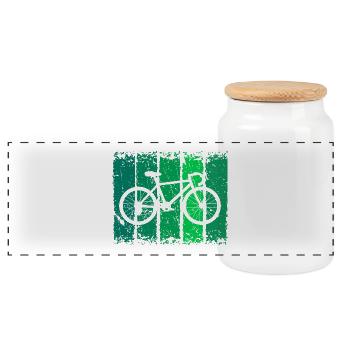 Fahrrad - Panorama Keksdose mit Holzdeckel - Weiß - Vorne