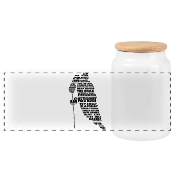 Hockey Player Word Art - Panoramic Cookie Jar with Wooden Lid - white - Front