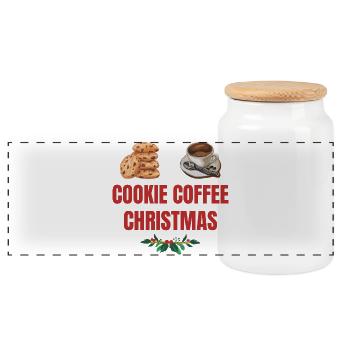 Cookie Café Réveillon de Noël - Boîte à biscuits avec couvercle en bois - blanc - Devant