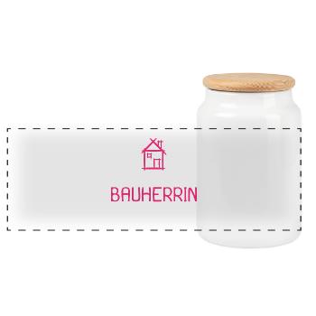 Bauherr Baumeister Hausbau Bauherrin Geschenk - Panorama Keksdose mit Holzdeckel - Weiß - Vorne