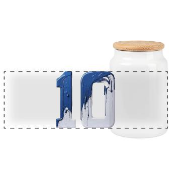 NON. 10 NUMÉRO 10 BLEU BLANC 10E ANNIVERSAIRE - Boîte à biscuits avec couvercle en bois - blanc - Devant