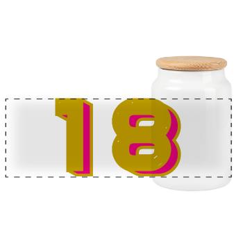 18 - Panoramic Cookie Jar with Wooden Lid - white - Front