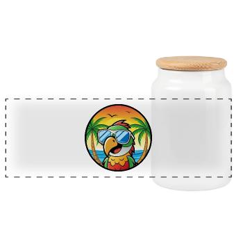 Papagei Lustige Cartoon Sommer Strand Sonnenbrille Cool - Panorama Keksdose mit Holzdeckel - Weiß - Vorne
