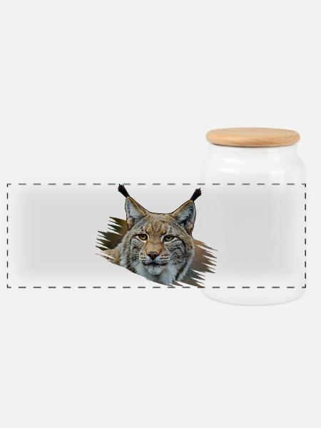 Luchs - Panorama Keksdose mit Holzdeckel - Weiß