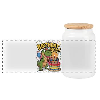 Birthday Boy - Panoramic Cookie Jar with Wooden Lid - white - Front