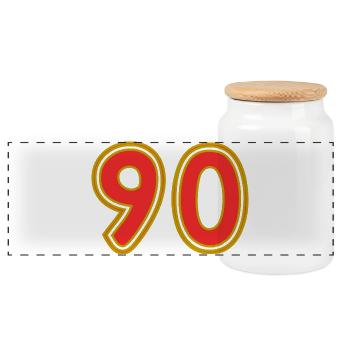 90. 90 ANS. 90e ANNIVERSAIRE. ANNIVERSAIRE 90 ANS. - Boîte à biscuits avec couvercle en bois - blanc - Devant