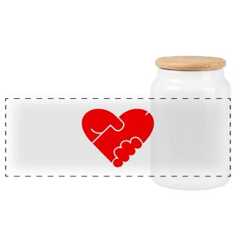 Heart Penis Gift Masturbate Valentine's Day - Panoramic Cookie Jar with Wooden Lid - white - Front