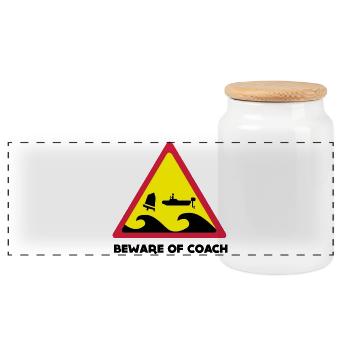 Beware Of Coach - Opti Edition - Panorama Keksdose mit Holzdeckel - Weiß - Vorne