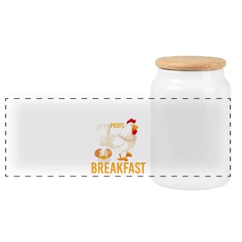 Chicken Huhn Hühnchen Henne Spruch Lustig Ei - Panorama Keksdose mit Holzdeckel - Weiß - Vorne