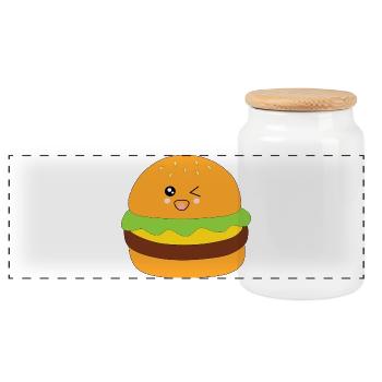 Burger, fast food, essen, kochen Geschenk Koch - Panorama Keksdose mit Holzdeckel - Weiß - Vorne