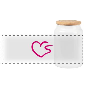 Coeur lettre S lettre initiale rose - Boîte à biscuits avec couvercle en bois - blanc - Devant