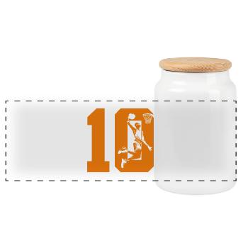 NUMBER 10 BASKETBALL 10TH BIRTHDAY - Panoramic Cookie Jar with Wooden Lid - white - Front