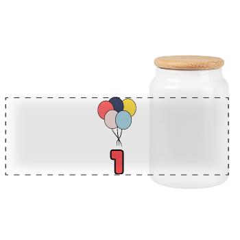 1. 1 Jahr. 1. JAHRESTAG. 1-JÄHRIGES JUBILÄUM - Panorama Keksdose mit Holzdeckel - Weiß - Vorne