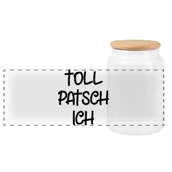 Tollpatsch Ich tollpatschig lustig tollpatschich - Panorama Keksdose mit Holzdeckel - Weiß - Vorne