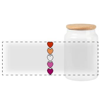 Lesbian Lesbian Lesbian Hearts - Panoramic Cookie Jar with Wooden Lid - white - Front
