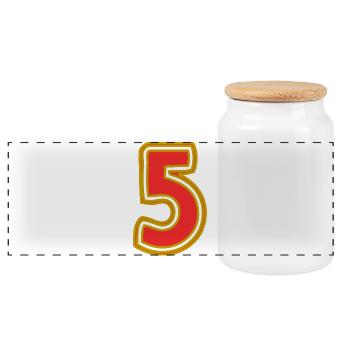 5 - Panoramic Cookie Jar with Wooden Lid - white - Front