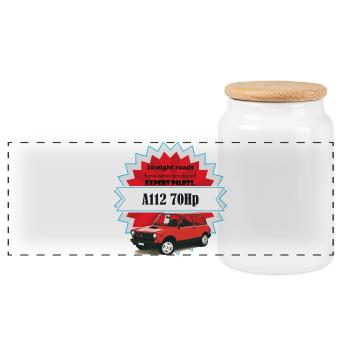 A112 - straight roads - Panoramic Cookie Jar with Wooden Lid - white - Front