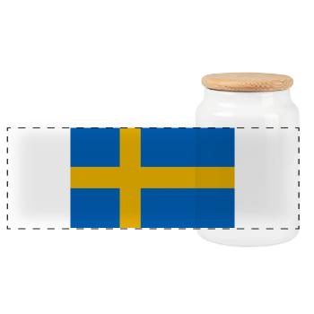 Drapeau de la Suède - Boîte à biscuits avec couvercle en bois - blanc - Devant
