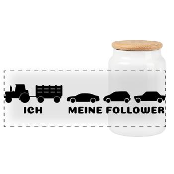 Ich, meine Follower - Bauer Landwirt - Panorama Keksdose mit Holzdeckel - Weiß - Vorne