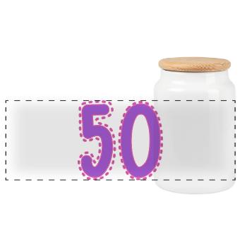50. 50 YEARS. 50th ANNIVERSARY. 50TH ANNIVERSARY. - Panoramic Cookie Jar with Wooden Lid - white - Front