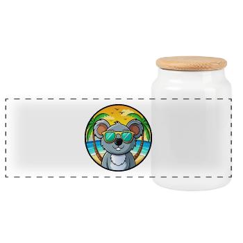 Koala Lustige Cartoon Sommer Strand Sonnenbrille Cool - Panorama Keksdose mit Holzdeckel - Weiß - Vorne