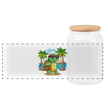 Schildkröte Lustige Cartoon Sommer Strand Sonnenbrille - Panorama Keksdose mit Holzdeckel - Weiß - Vorne