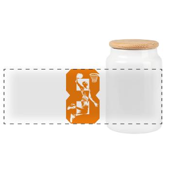 NUMBER 8 BASKETBALL 8TH BIRTHDAY - Panoramic Cookie Jar with Wooden Lid - white - Front