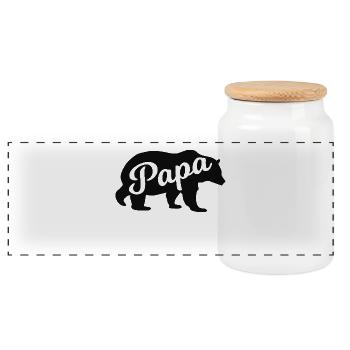 Père Ours – Cadeau pour les pères - Boîte à biscuits avec couvercle en bois - blanc - Devant