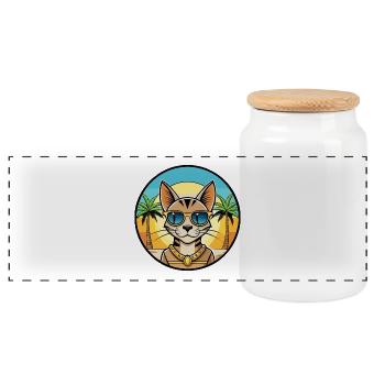 Arabische ägyptische Mau-Katzenrasse Cartoon-Sonnenbrille - Panorama Keksdose mit Holzdeckel - Weiß - Vorne