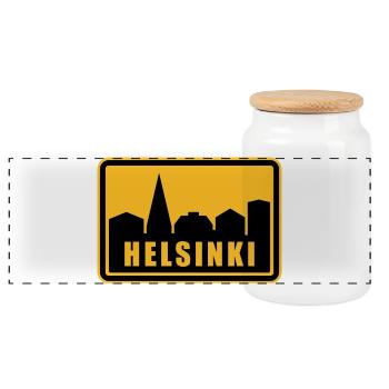 Helsinki - Panorama Keksdose mit Holzdeckel - Weiß - Vorne