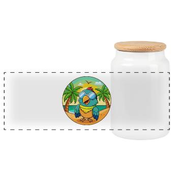 Lunettes de soleil Parrot Funny Cartoon Summer Beach - Boîte à biscuits avec couvercle en bois - blanc - Devant