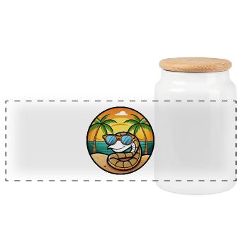 Serpent Drôle Dessin Animé Plage D’été Lunettes De Soleil Cool - Boîte à biscuits avec couvercle en bois - blanc - Devant