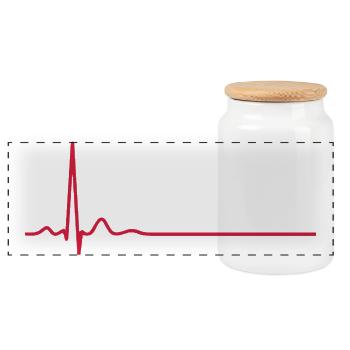 Herzschlag-EKG-Linie Medizinischer Pulswellen-Ikon-Vektor - Panorama Keksdose mit Holzdeckel - Weiß - Vorne