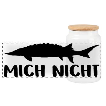 Stör mich nicht - Störsilhouette mit Spruch - Panorama Keksdose mit Holzdeckel - Weiß - Vorne