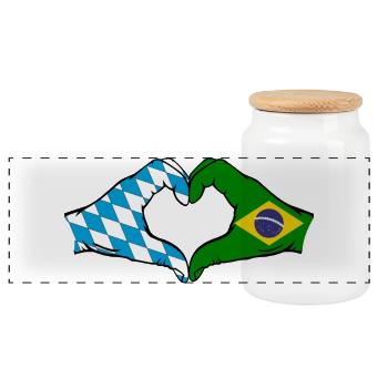 Bavière, Brésil, Drapeau, Mains, Forme Coeur - Boîte à biscuits avec couvercle en bois - blanc - Devant