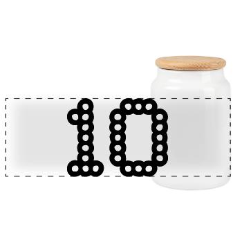 10. 10 YEARS. 10th ANNIVERSARY. 10 YEAR ANNIVERSARY. - Panoramic Cookie Jar with Wooden Lid - white - Front