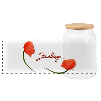 Zwillinge Mohn Klatschmohn Sternzeichen Zwillinge - Panorama Keksdose mit Holzdeckel - Weiß - Vorne