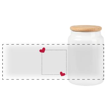 Herz Rahmen Ornament Linie Dekoration - Panorama Keksdose mit Holzdeckel - Weiß - Vorne
