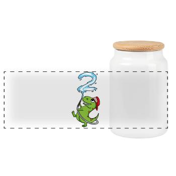 2e anniversaire des pompiers de dinosaures - Boîte à biscuits avec couvercle en bois - blanc - Devant