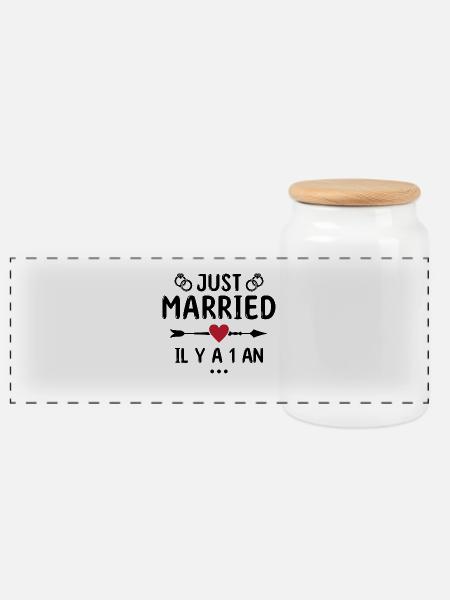 Geschenk zum Hochzeitstag 1 Jahr Hochzeit aus Baumwolle - Panorama Keksdose mit Holzdeckel - Weiß