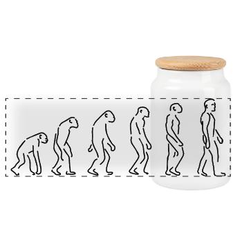the evolution - Panoramic Cookie Jar with Wooden Lid - white - Front