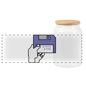 Work bench - Panoramic Cookie Jar with Wooden Lid - white - Front