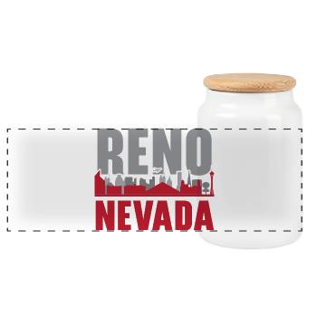 Reno Nevada USA Staat Amerika Reisen Nevadan - Panorama Keksdose mit Holzdeckel - Weiß - Vorne
